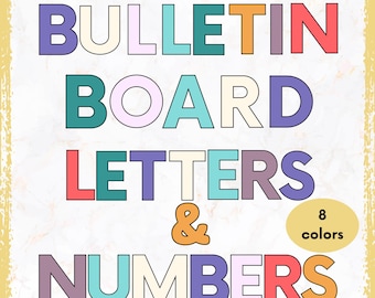 Bulletin Board Printable Classroom Letters | 8 Pastel color| PDF| PNG| SVG| Uppercase letters and numbers
