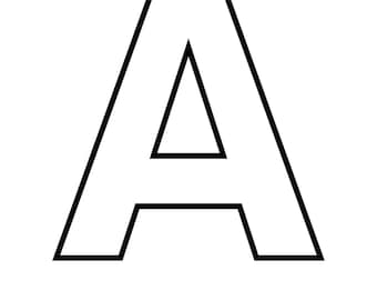 May include: A bold, black-outlined capital letter A with a white interior. The letter features a clean, sans-serif typeface design with sharp, angular corners and a triangular negative space at the top center of the character.