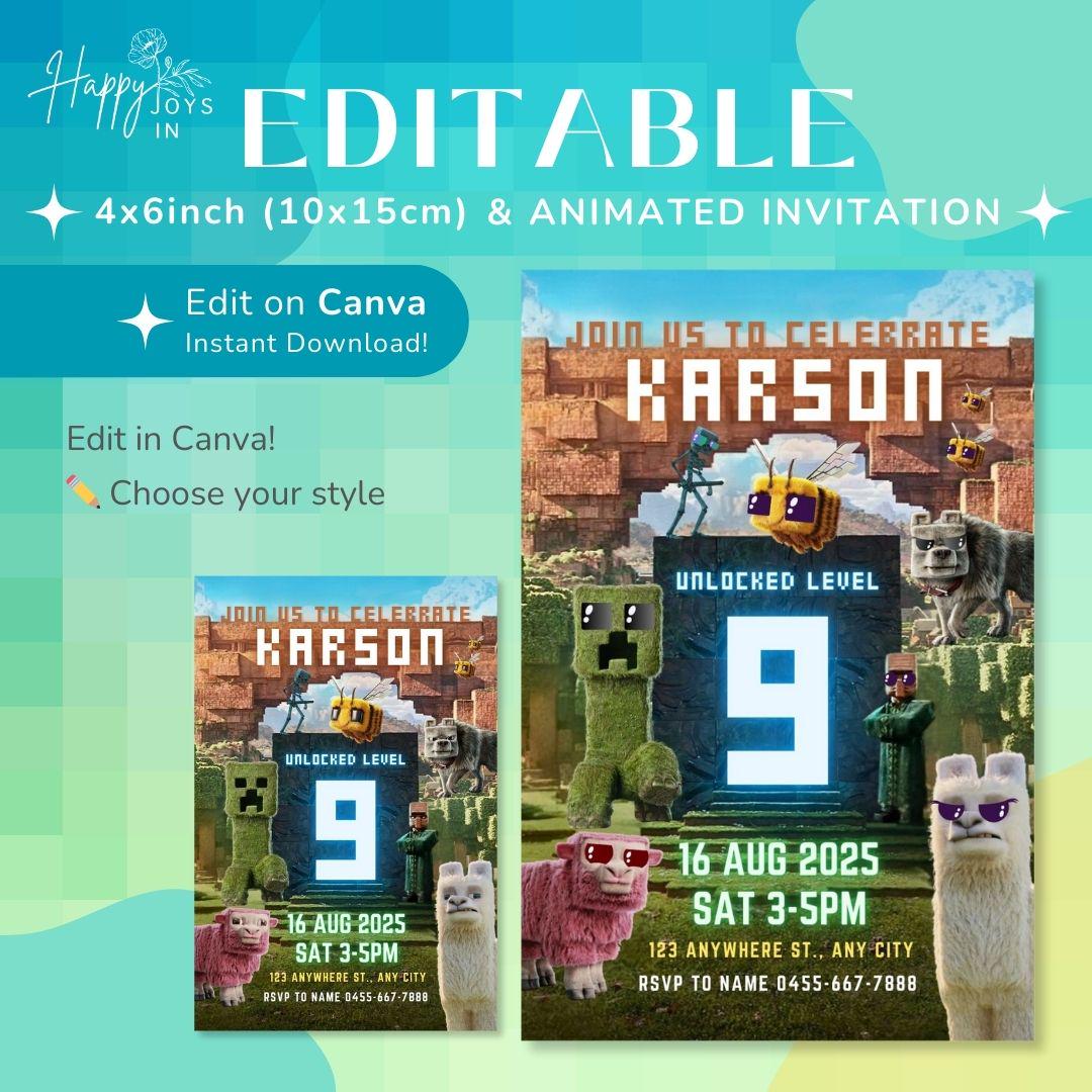 Minecrafter Door Birthday Invite