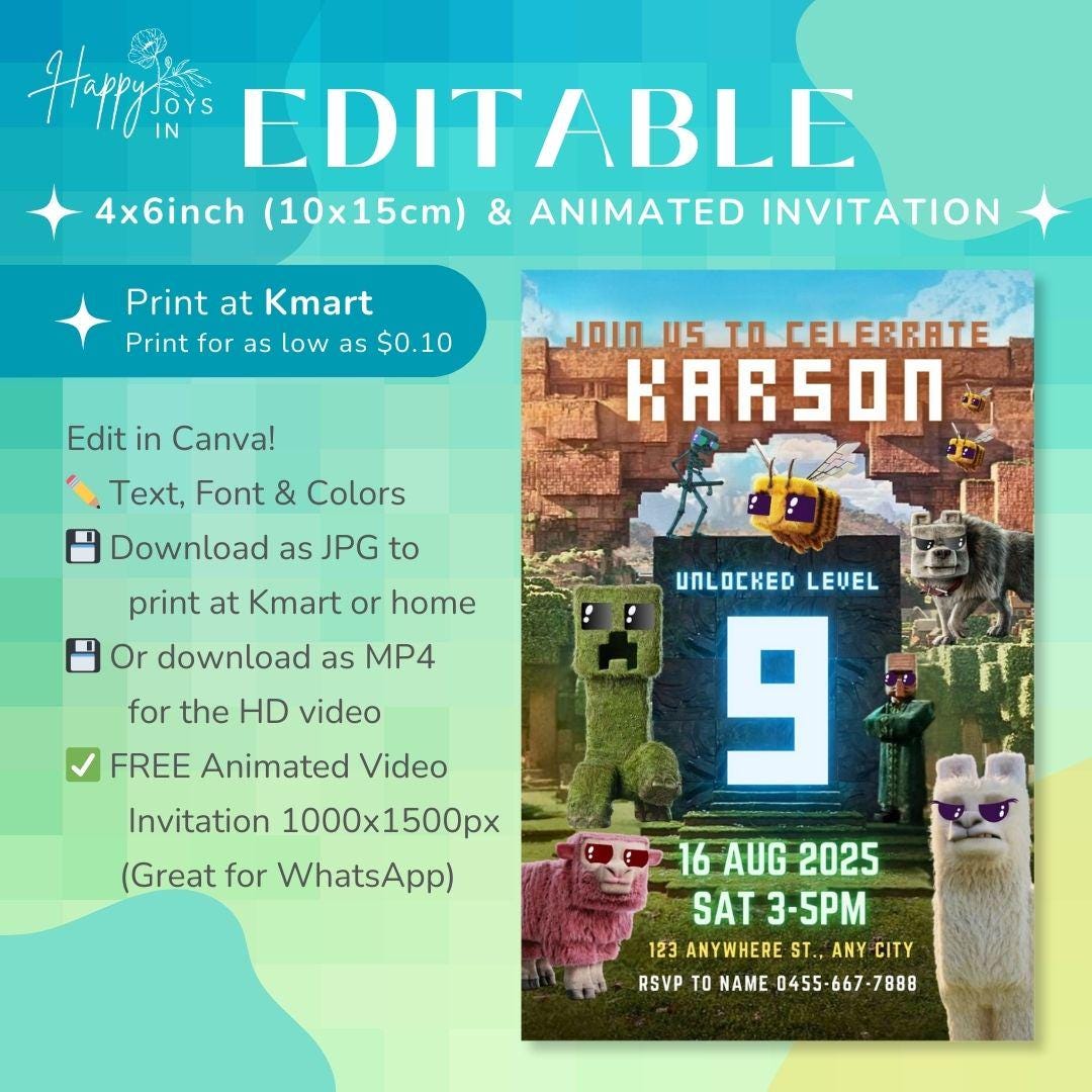 Minecrafter Door Birthday Invite