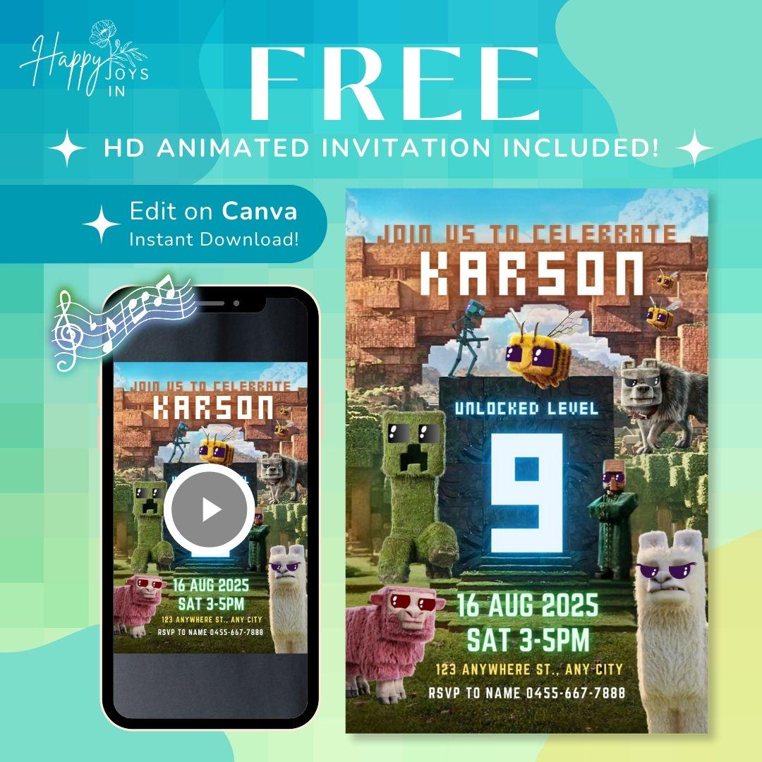 Minecrafter Door Invitation – Editable + Video Bonus