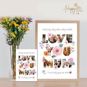 Collage fotografico floreale personalizzato per la mamma / Biglietto d'auguri floreale per la festa della mamma / Cornice fotografica personalizzata per la mamma / Regalo per la festa della mamma / Collage fotografico personalizzato