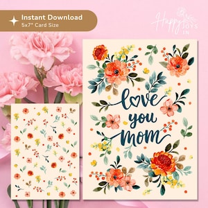 Tarjeta imprimible para el Día de la Madre / Tarjeta de descarga instantánea para el Día de la Madre / Tarjeta floral para mamá / Regalo para el Día de la Madre / Oferta especial para el Día de la Madre
