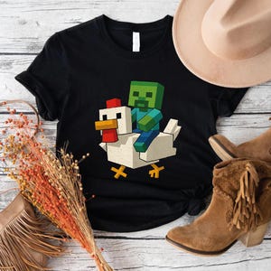 Chicken Jockey Shirt, Funny Movie Theme Gamer T-Shirt, Chicken Jockey Zombie Meme Tee, Video Game Inspired Shirt,Geeky Gamer Gift.