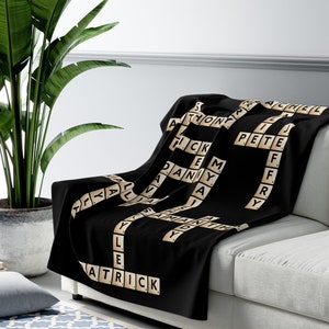 Personalized Scrabble Blanket Custom Family Names Gift for Home