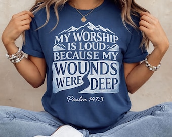 My Worship Is Loud Because My Wounds Were Deep Png, Psalm 147:3 Bible Verse Quote, Retro Christian Faith Png, Religious Png, Inspirational
