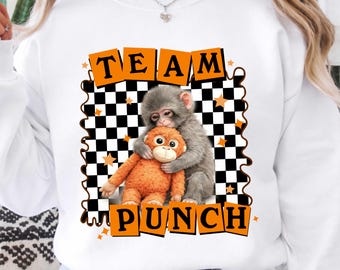 Team Punch Png, Viral Punch Monkey Png, Cute Humor Animal Shirt Png, Monkey Meme Design, Viral Emotional Plush Monkey Png, Instant Download