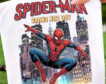 Superhero City Action Graphic, Spider Hero Comic Book Art, New York City, Kids Shirt Png, New Movie Png, Sublimation File, Digital Download