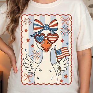 4. Juli Mama Goose Png, amerikanische Mama Coquette Design, Vaterländische Gans Png, Gedenktag, Girly USA Flagge PNG, Unabhängigkeitstag Png