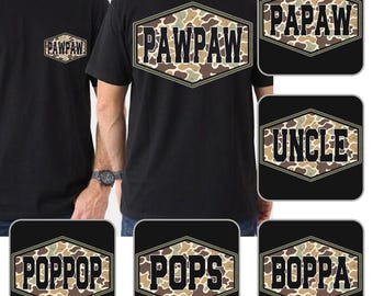 Vintage Camo Grandpa Png Bundle, Camouflage Papaw Png, Happy Father's Day Png, Gift for Grandfather Poppop, Oldschool Camo, Hunting Dad Png