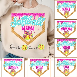 Nome personalizzato Softball Mama Drip Png, Softball Ice Cream Drip Png, Softball Mom Dripping Png, Game Day Softball Png, Mama Softball Png File