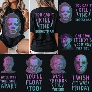 Halloween Horror Png Bundle, Gruselige Saison Png, Neon Halloween Shirt Png, Halloween Horror Charaktere Png, Gruselfilme Png, Neon Design