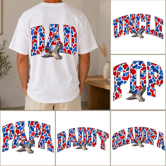 Duck Hunting Dad Png Bundle, Camo Flying Mallard Duck Png, Outdoor Dad Png, Varsity Daddy Png, Red White & Camouflage Png, Father's Day Png