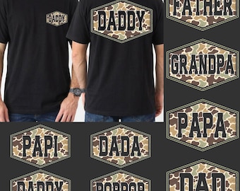 Distressed Camo Dad Png Bundle, Vintage Camouflage Dad Png, Retro Varsity Daddy Design, Father's Day Gift, Old Camo Dad Png, Hunting Dad Png
