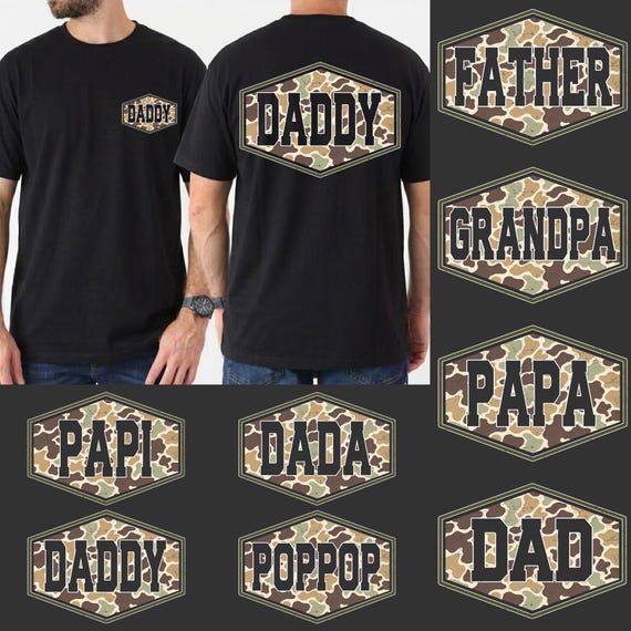Distressed Camo Dad Png Bundle, Vintage Camouflage Dad Png, Retro Varsity Daddy Design, Father's Day Gift, Old Camo Dad Png, Hunting Dad Png