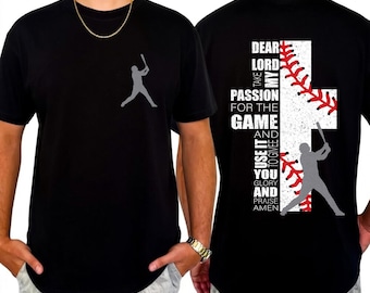 Two-sided Baseball Dad Png, Dear Lord Baseball Prayer Shirt Png, Christian Sports Dad Png, Distressed Baseball Cross Png, Gift For Father