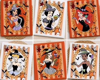 Halloween Prinzessin Png-Bundle, Prinzessin Hexe Png gestreift, gruselige Vibes Png, Süßes oder Saures Png, Magisches Halloween Png, Familie Halloween Png