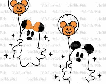 Süßer Mausgeist mit Kürbisballon-Halloween-Svg-Png-Bundle, Halloween-Boo für Sie Svg, Halloween-Matching-Svg, Halloween-Reise-2025-Svg
