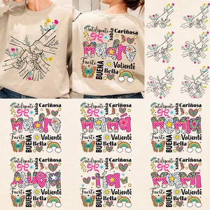 Bundle Madre Png, espagnol Mama Png, Floral Madre Png, Joyeuse fête des mères, personnalisé jusqu'à 6 enfants, Latina Mom Png, Mama Sweatshirt