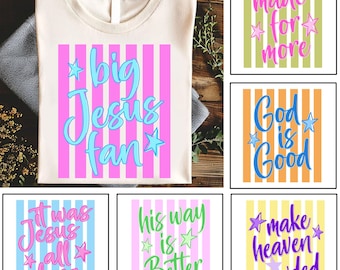 Pacchetto PNG a righe con grande ventaglio di Gesù, PNG "Rendi il Paradiso affollato", Design per maglietta di Gesù, PNG preppy alla moda, PNG cristiano basato sulla fede, Neon effetto invecchiato
