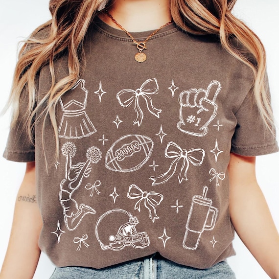 Retro Football Cheer Png, Football Friday Nights Png, Cheerleader Shirt Png, Football Outline Png, Touchdown Png, Coquette Bow Gameday Png