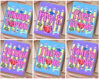 Pencil Striped Back To School Png Bundle, Pre-K 1st 2nd 3rd 4th Grade Teacher Png, School Girl Png, Elementary Teacher Png, Neon Colorful
