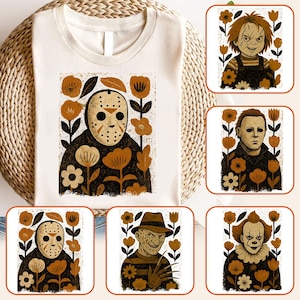 Halloween Boho Horror Png Bundle, Halloween Horror Characters Png, Boho Floral Fall Png, Halloween Png, Autumn Vibes Png, Spooky Season Png