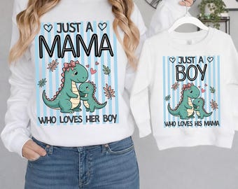 Mama und Sohn passendes Shirt Png, nur eine Mama, die ihren Jungen liebt, Junge Mama Png, neue Mutter Geschenk, erste Muttertag Png, gestreifte Mama Shirt Png
