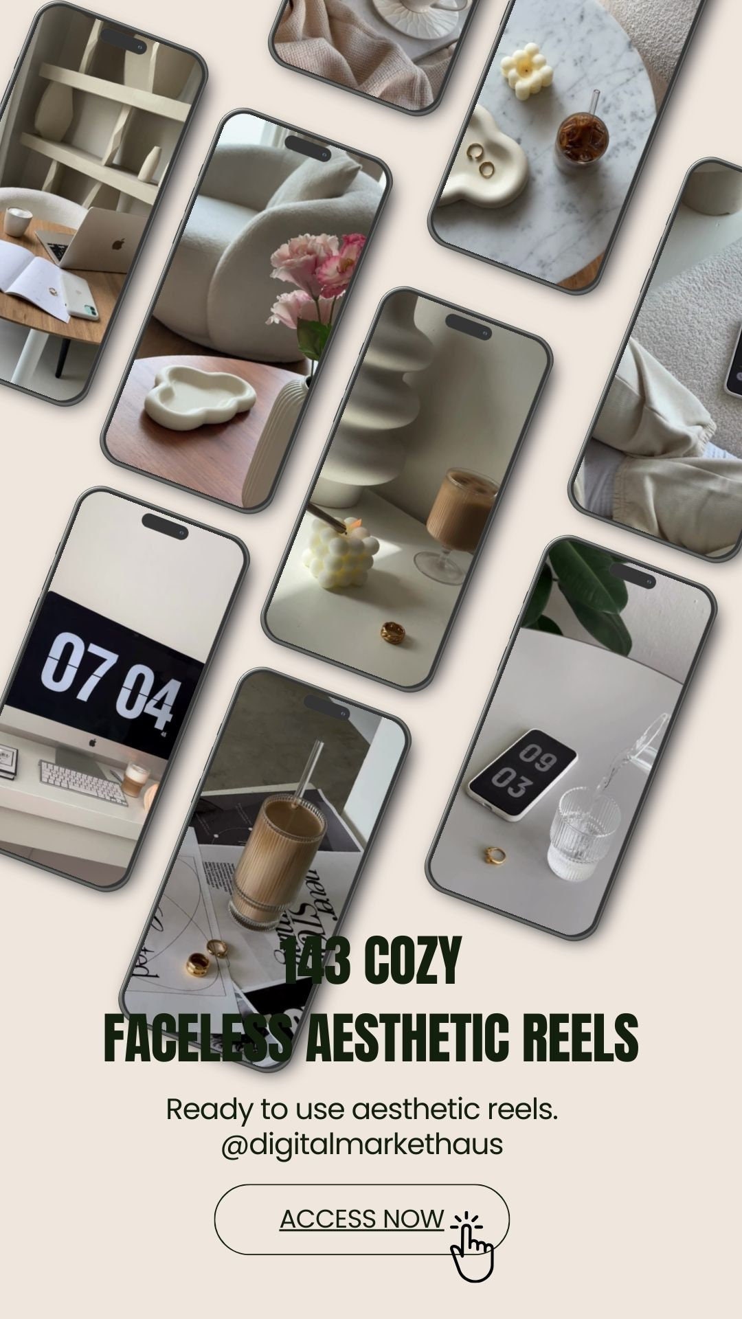 143 Faceless Reels COSY AESTHETIC Digital Marketing Videos Coach Instagram Reels Business Owner ...