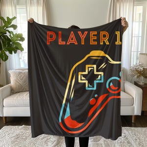 Gaming Blanket, Video Game Blanket, Cozy Gamer Throw, Soft Player 1 Blanket, Console Gaming Gift, Gamer Room Decor