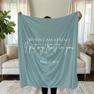Healing Bible Verse Blanket, Psalm 56:3 Bible Verse Blanket, Religious Home Decor, Cozy Scripture Blanket
