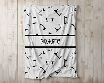 Gepersonaliseerde golfdeken - aangepaste naam golfdeken, cadeau golfliefhebber, gezellige golfworp, golfdecor, Vaderdagcadeau, kindersport