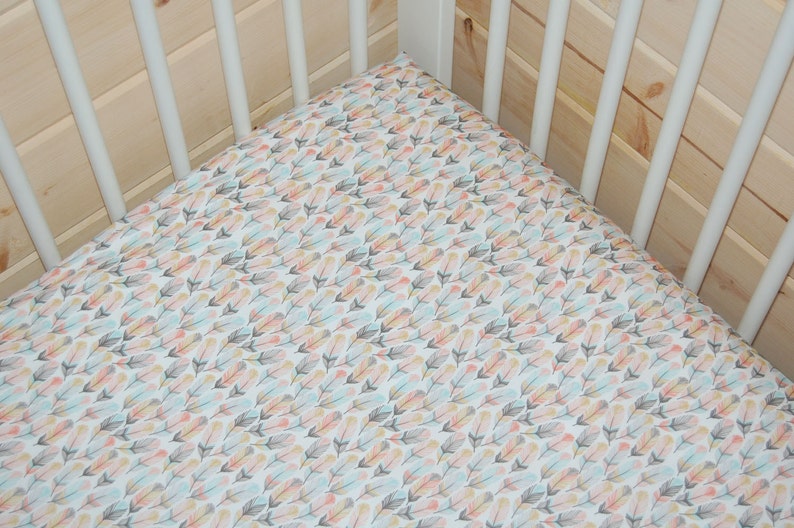 Feather crib beddingfeather crib sheet pink baby bedding Etsy