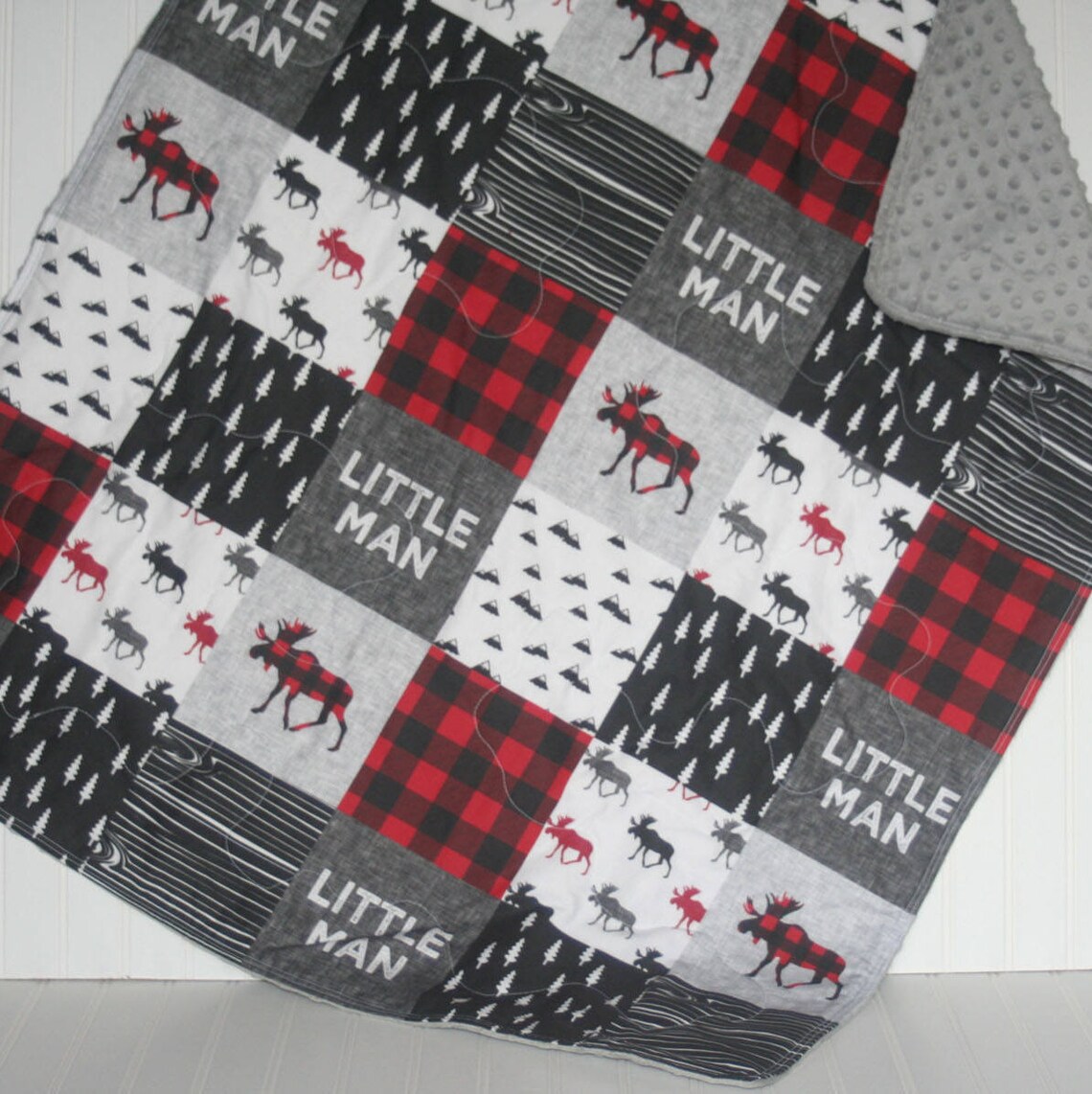Baby boy quilt minky baby quilt red baby quilt woodland Etsy