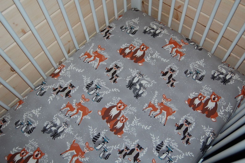 Woodland baby bedding bear crib sheet owl crib sheet deer Etsy