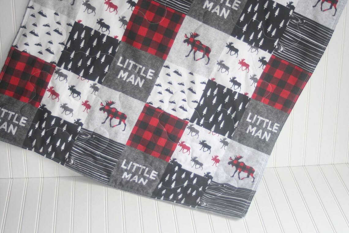 Baby boy quilt minky baby quilt red baby quilt woodland Etsy