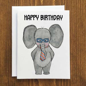 Jude l’éléphant Happy Birthday Card & Envelope pour garçon, ami, neveu, petit-fils 4.25 « x5.5 » Carte vierge - Livraison gratuite