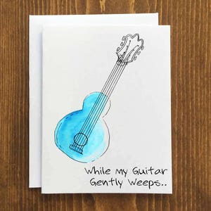 Carte de sympathie de guitare aquarelle et enveloppe pour quand vous ne savez pas quoi dire, en pensant à vous Carte vierge - 4.25 « x5.5 » Envoie gratuit
