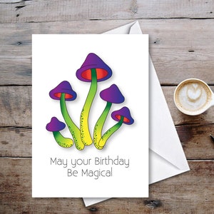 Que votre anniversaire soit magique - Shrooms Birthday Card & Envelope - 5 « x7 » LIVRAISON GRATUITE