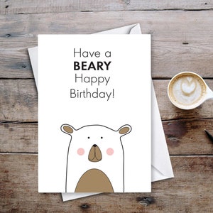 Avoir une carte et une enveloppe BEARY Joyeux Anniversaire - 5 « x7 » LIVRAISON GRATUITE