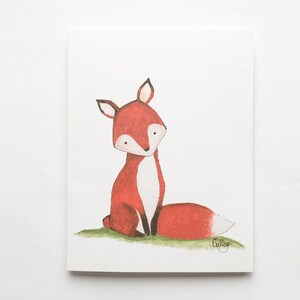 Alistair le Renard - Carte vierge et enveloppe pour ami, baby shower, anniversaire, penser à toi, tu me manques - 4,25"x 5,5" Livraison gratuite