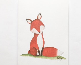Alistair the Fox - Blank Card & Envelope for Friend, Baby Shower, Birthday, Thinking Of You, Miss You - 4.25”x 5.5” Free Shipping