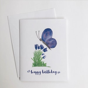 Aquarelle Papillon Joyeux Anniversaire Carte et Enveloppe