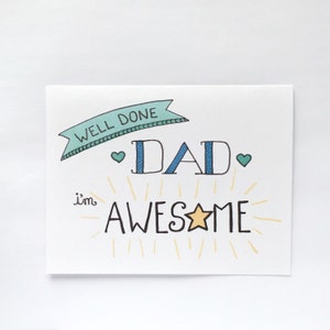 Papa, je suis génial Carte et enveloppe pour la fête des pères, idiot, drôle, carte de blague pour beau-père, papa bonus - 4.25 « x5.5 » Livraison gratuite