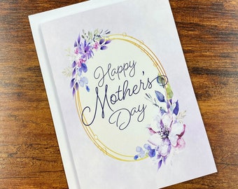 Floral Border Happy Mother’s Day Card & Envelope - 5”x7”