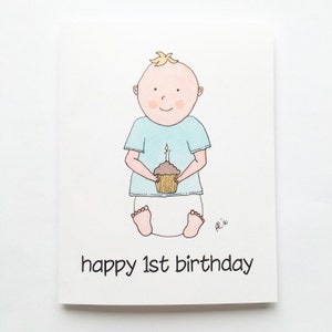 Carte et enveloppe Happy Birthday Boy - pour le premier anniversaire - Livraison gratuite