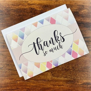 Merci beaucoup - Carte d’appréciation et enveloppe - 5 « x7 » pour enseignant, ami, co-travailleur, personnel de soutien, livraison gratuite