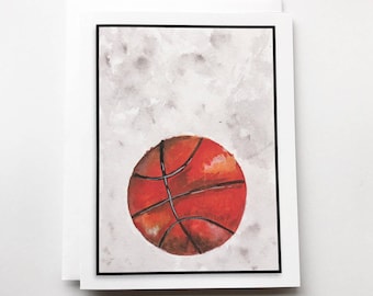 Basketball Card & Envelope for Coach, Team mate, PE Teacher, Sports Fan, Thank You, Blank Card - 4.25”x5.5” Free Shipping