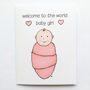 Carte et enveloppe de bienvenue pour bébé fille pour baby shower, nouvelle arrivée de bébé, cadeau de bébé, 4,25 « x 5,5 » Livraison gratuite