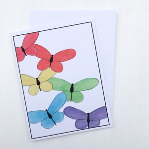 Carte papillon vierge et enveloppes - Un arc-en-ciel de papillons pour ami, enseignant, anniversaire, félicitations 4.25 « x5.5 » - Carte vierge Livraison gratuite